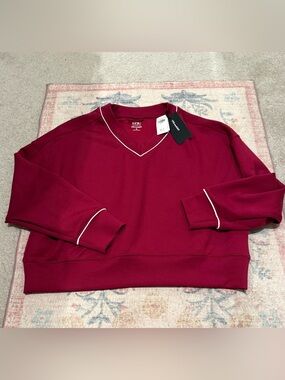 NWT Abercrombie & Fitch YPB neoKNIT sweatshirt pink and white